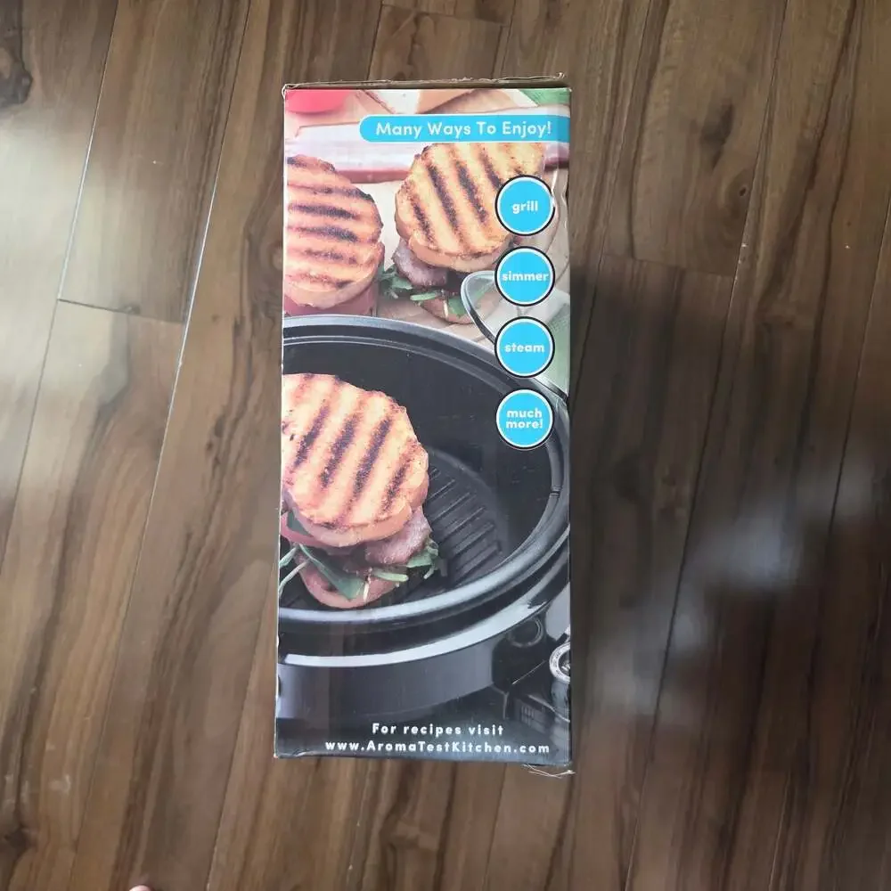 Aroma 3-in-1 Grillet Electric Grill Simmer Steam 3-Quart ASP-137B